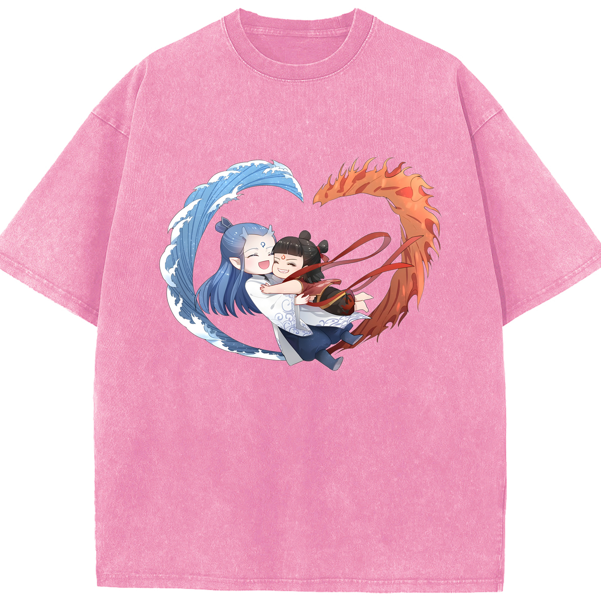 （画像用） Ne Zha 2 ナタ 魔童の大暴れ 綿100% ヴィンテージ風 半袖Tシャツ（フロントプリント）